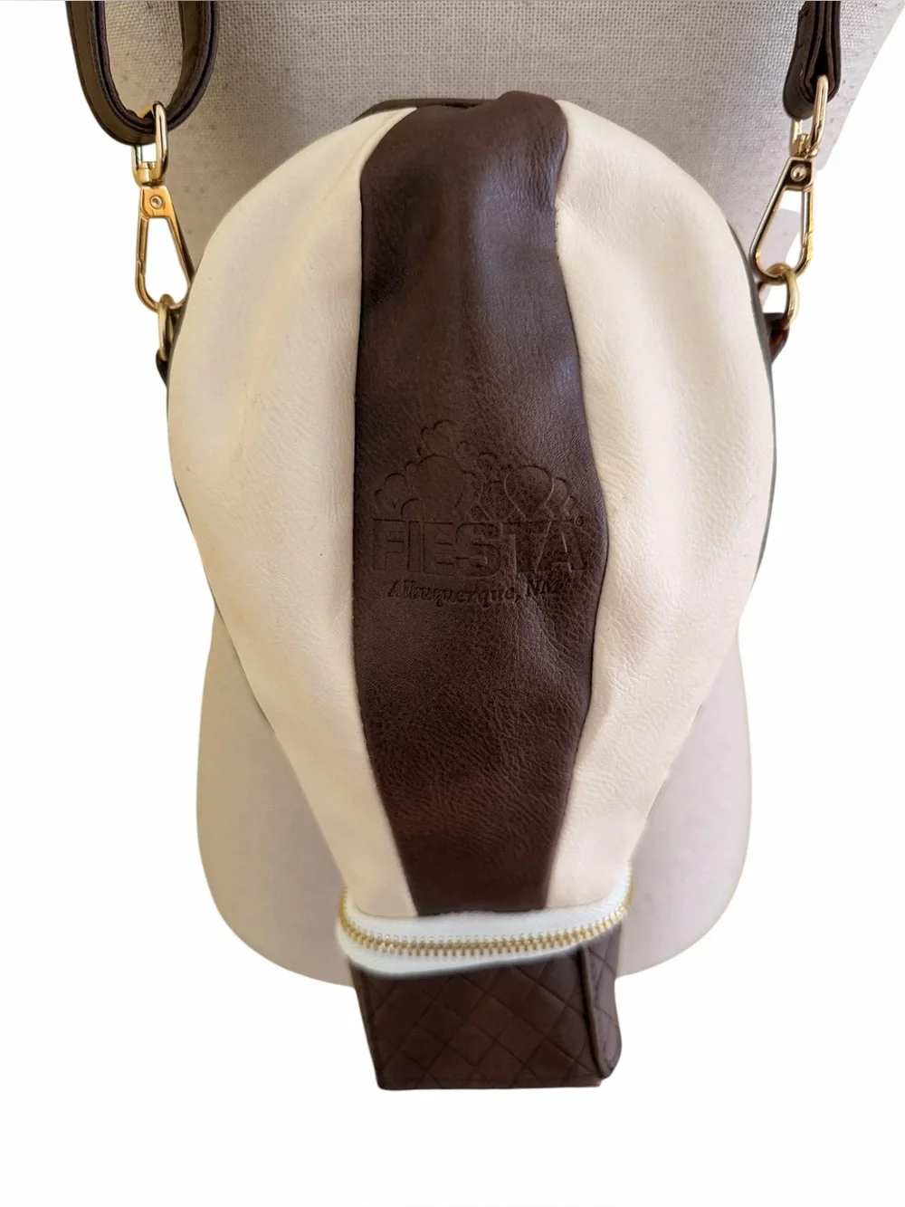Albuquerque NM Fiesta Brown/Cream  Faux Leather Crossbody 